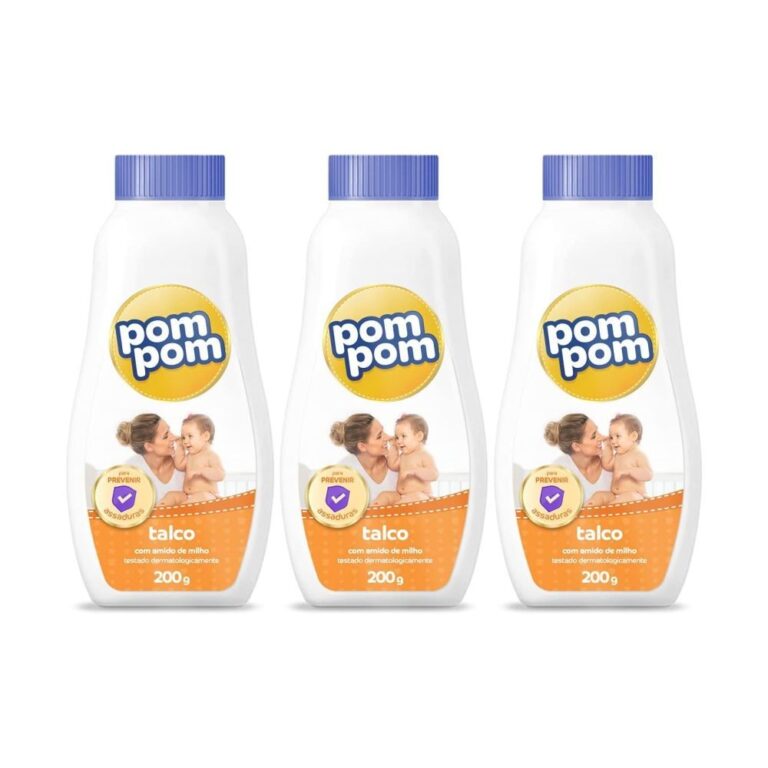 3x Talco Infantil Pom Pom 200g