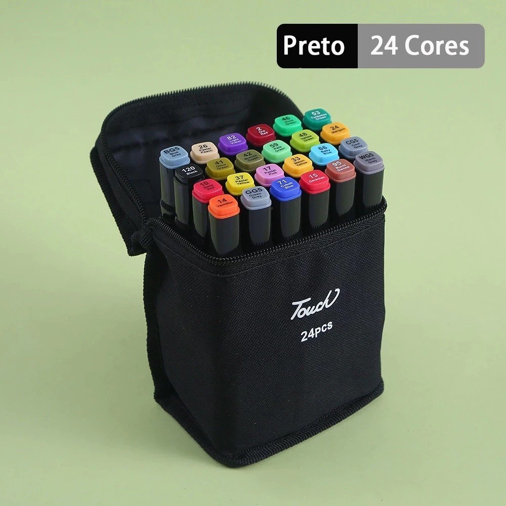 24 peças Caneta Marcadora De Ponta Dupla Conjunto De Canetas De Aquarela Especial Para Crianças