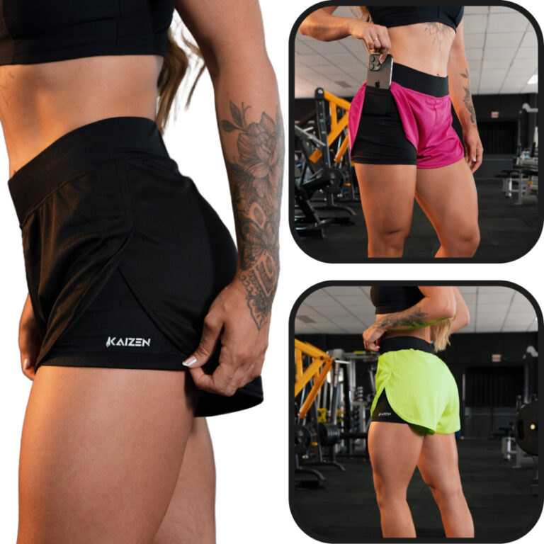 Shorts 2 em 1 feminino com compresao dry fit para 