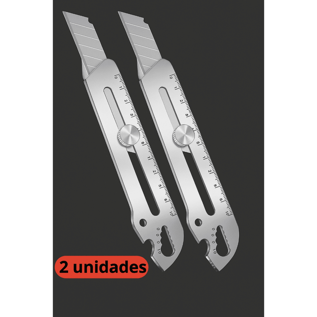 Kit 2 Estilete Profissional Aço 18mm Laminas Metal Multiuso