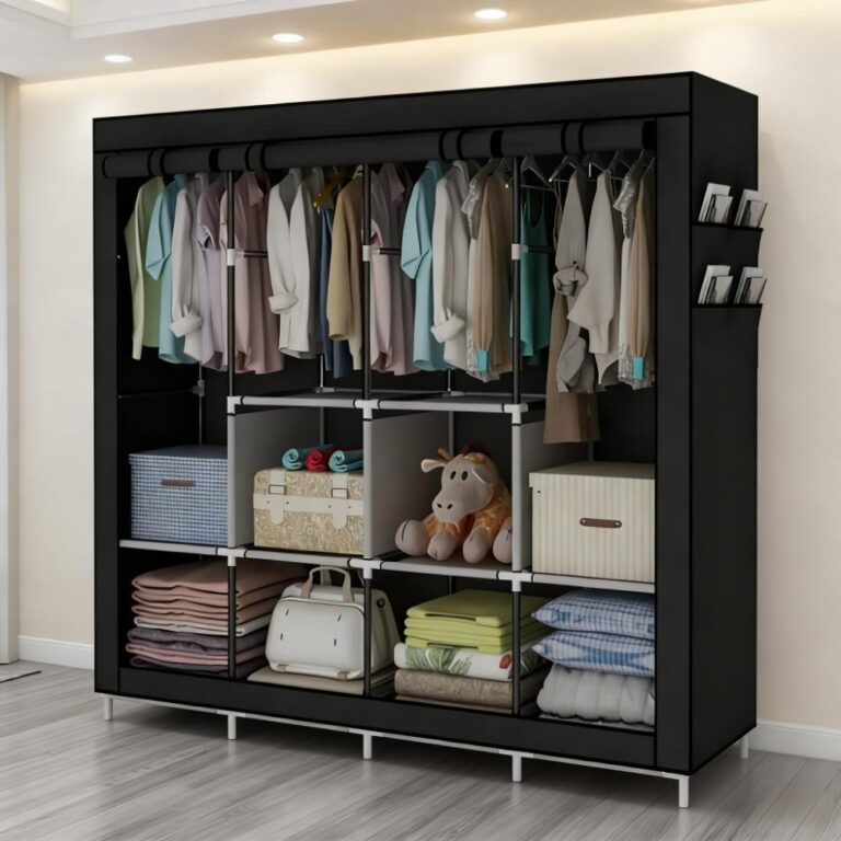 Guarda Roupa Dobrável Com Capa Tecido 4 Divisoria