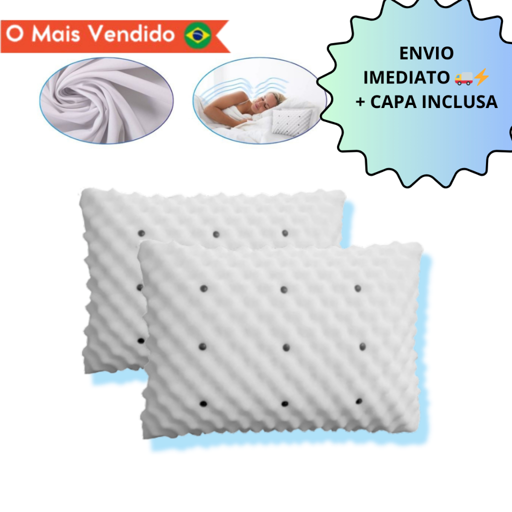 KIT Travesseiro MAGNÉTICO ALTO Infravermelho Espuma Massageador Ortopedico Anatomico
