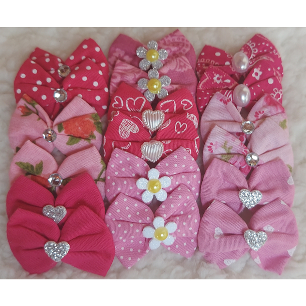 Kit laço pet em tecido adesivo/elástico Banho e 