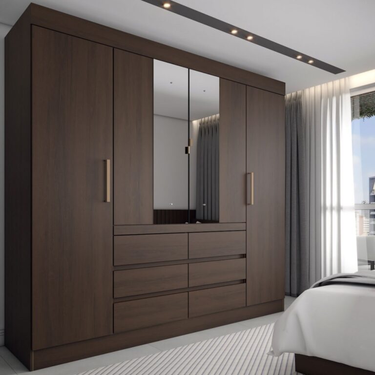 Guarda-Roupa Casal Honey 4 Portas 6 Gavetas com Es