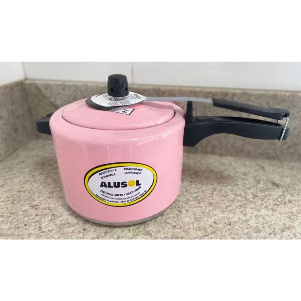 PANELA DE PRESSÃO 4,5 LITROS – FECHAMENTO INTERNO – ROSA BARBIE
