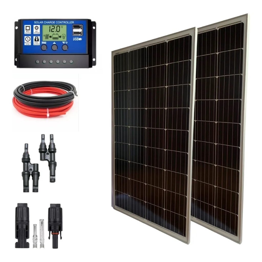 Kit Placa 2 Paneis Energia solar 155w Fotovoltaica + Controlador 30a