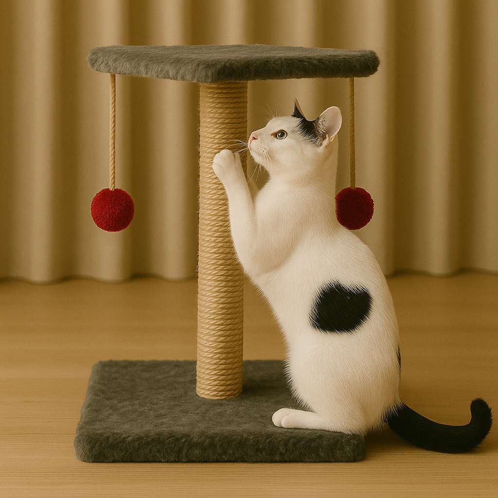 Arranhador para Gatos com Brinquedo Poste Resistente Design Exclusivo