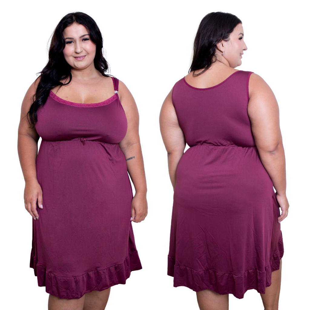 Camisola de Amamentação Plus Size Microfibra Fecho em Click Mamãe e Bebê