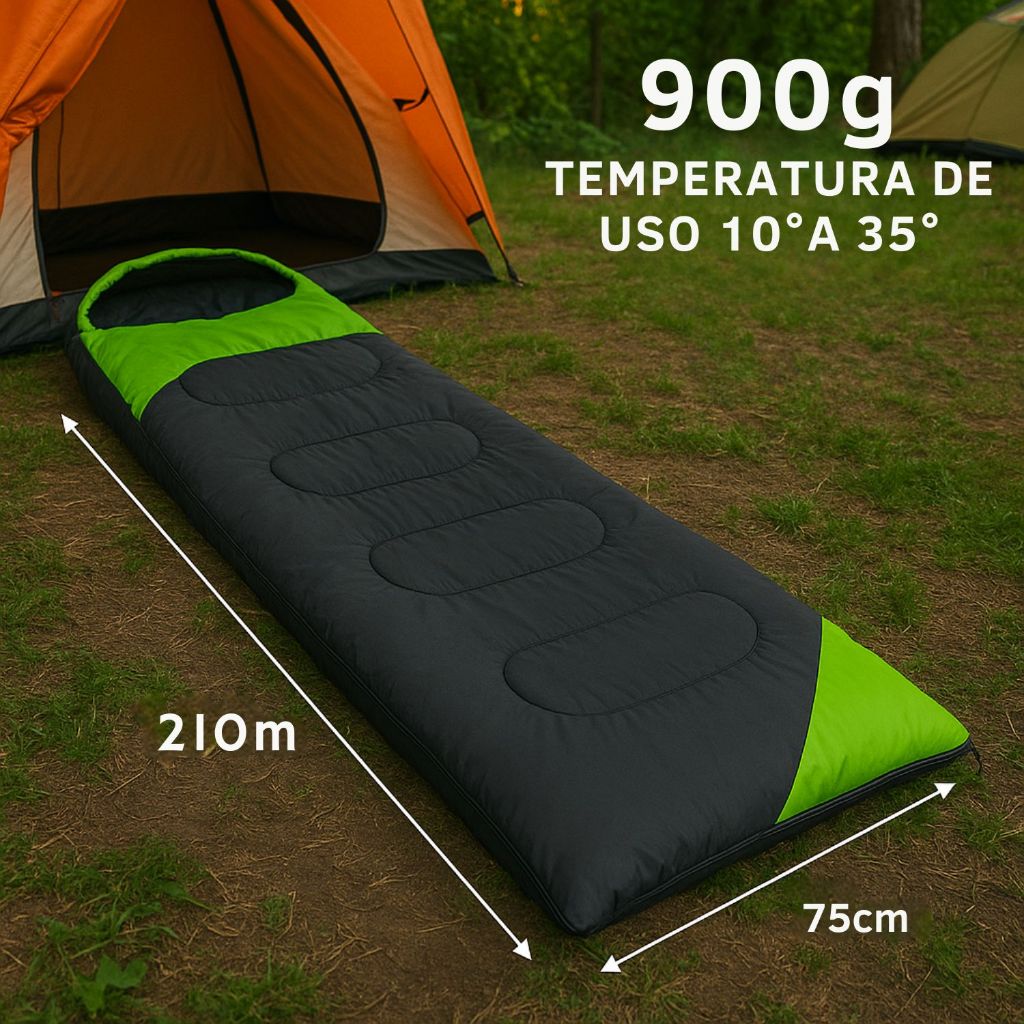 Saco De Dormir Térmico 10. A 30.C Com Capuz Acampamento Camping