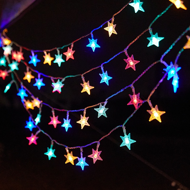 Cordão de luzes de estrela de cinco pontas floco de neve com 28LEDs, adequado para decoração de árvo