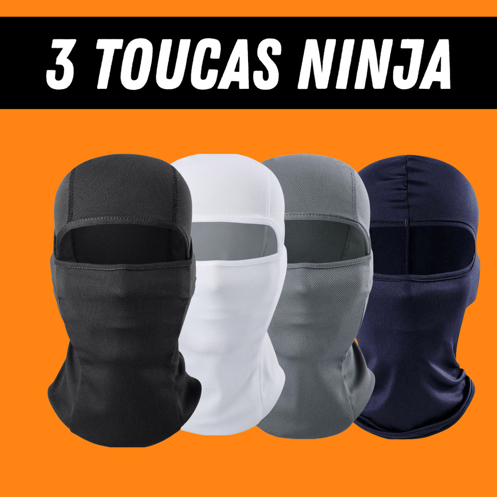Kit 3 Touca Ninja Balaclava Toca UV+50 Proteção Solar Térmica Motoqueiro Motoboy touca preta, kit  i