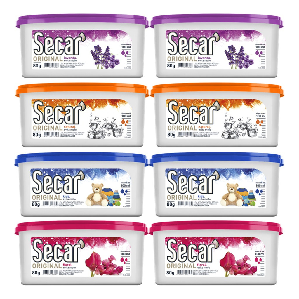 Kit C/ 8un Anti Mofo Secar 80g – Desumidificador, Armario