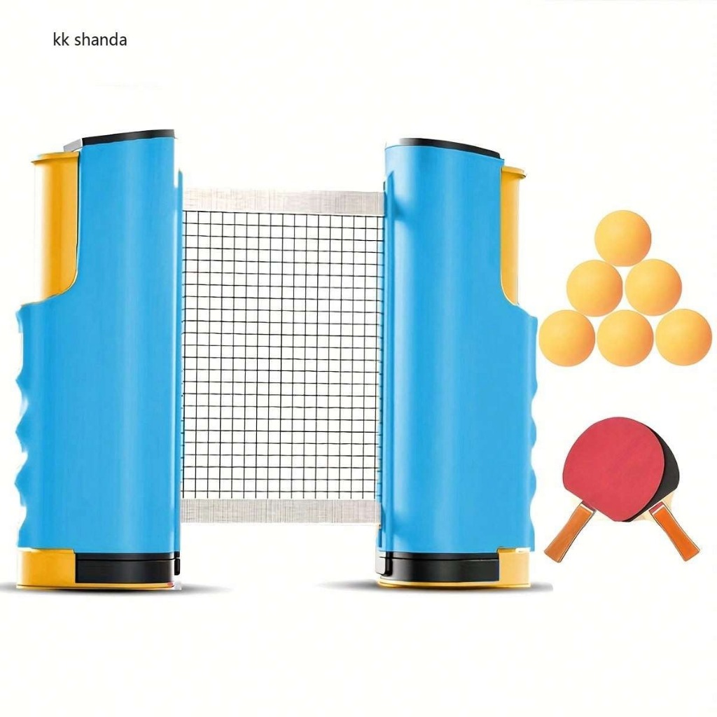 1 Conjunto – 1 Rede Preta + 2 Raquetes Com Alças Coloridas + 6 Bolas Amarelas
