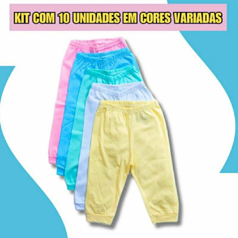 Kit 10 unidades mijão calça sem pé cores lisas 