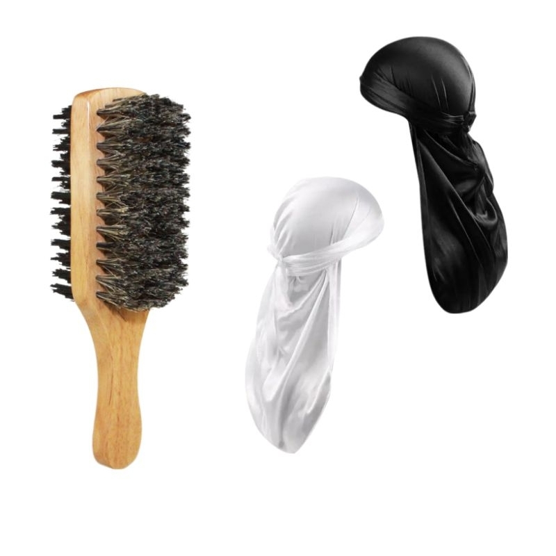 kit 2 Durag e Escova para Waves hard e soft 360 bandana ondas Top