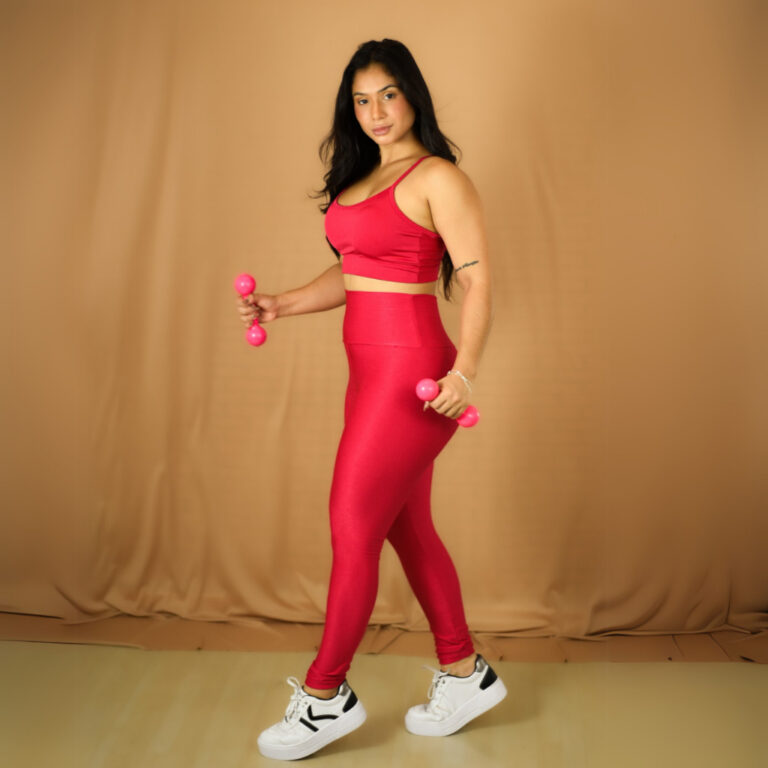 Conjunto Fitness Feminino Top Alça Calça Legging