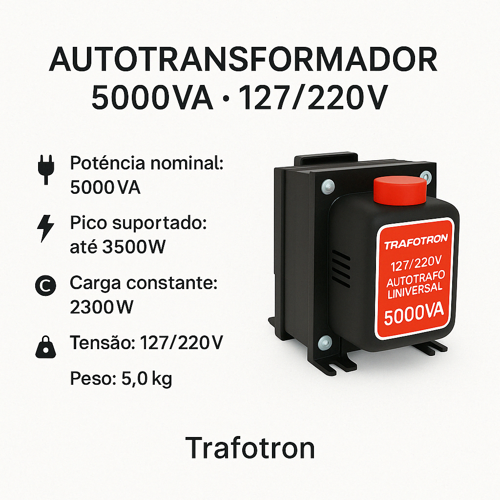 Auto Transformador de Energia 5000va 110v 220v Ar 12000btus