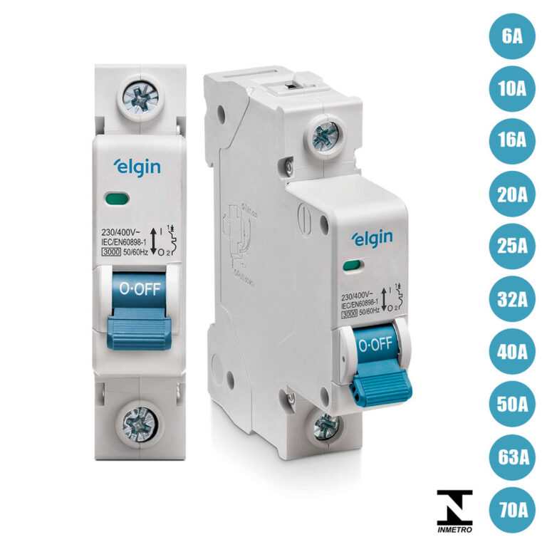 Disjuntor Monopolar Elgin 6A até 70A 1 Polo Din C