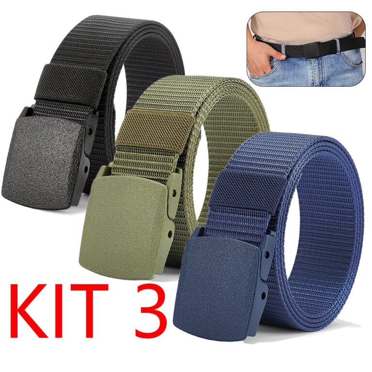 kit 1a4  Moda Cinto Largo Masculino Nylon fivela e
