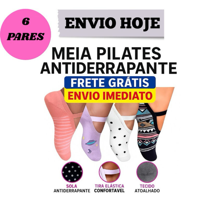 6 Pares Meia Sapatilha Pilates Antiderrapante 35/4