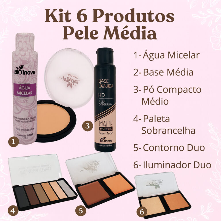 Kit Maquiagem Pele Média Completo Moda Feminina �