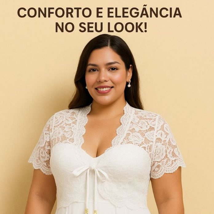 Bolero de Renda Manga Curta