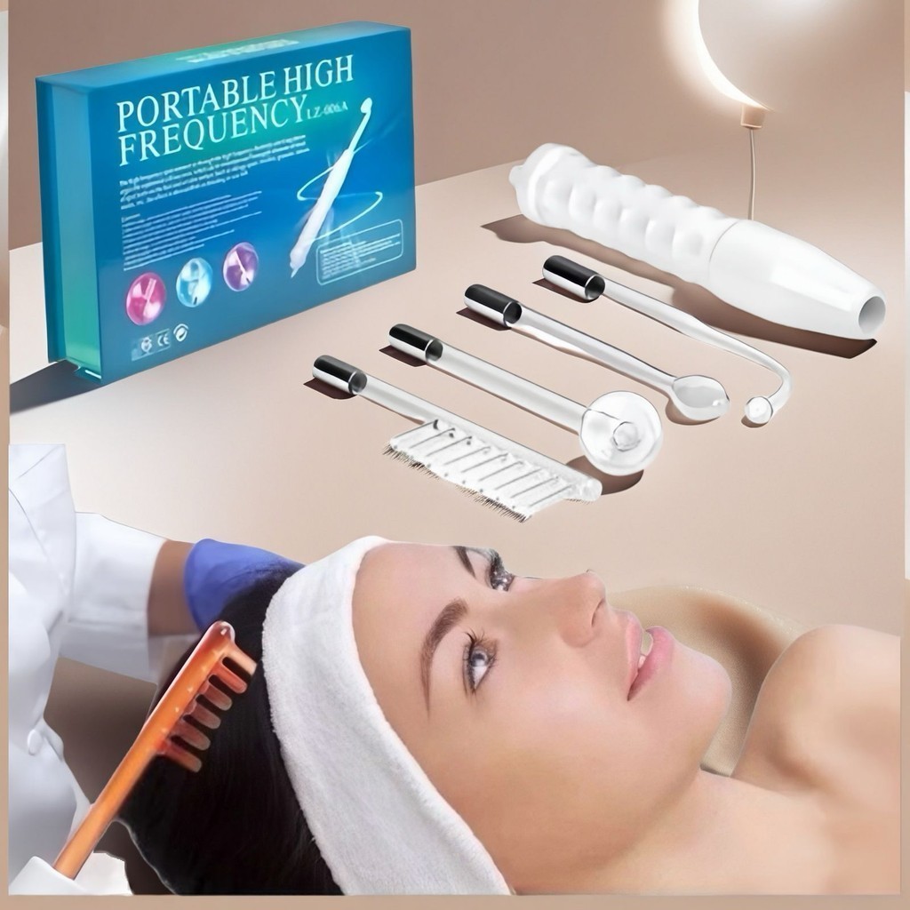 Aparelho Alta Frequência Portátil Para Limpeza De Pele Tratamento Facial e Capilar 4 Eletrodos Eletr