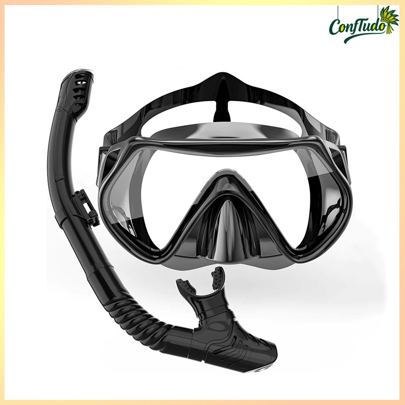 Máscara de mergulho antifumaça e kit de snorkeling, óculos de mergulho com gáspea de silicone para p
