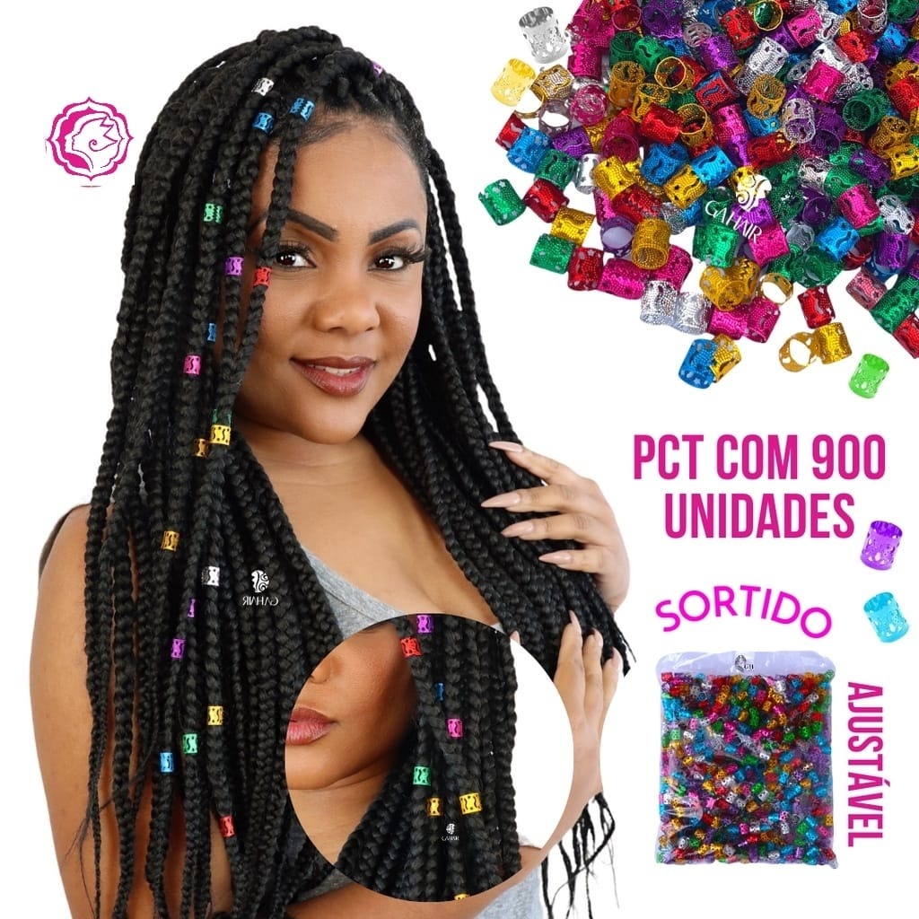 Anéis de Trança – Box Braids Nagô Dread Twist Enfeite 50 Peças-100Peças-200Peças