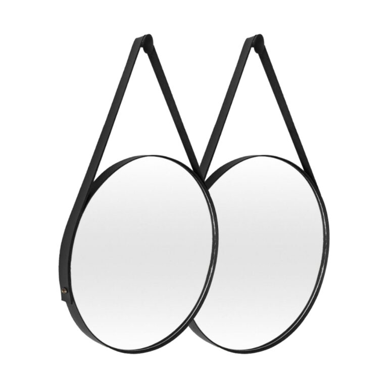 2 Espelhos Redondo Adnet 50cm com Alça + Suporte 
