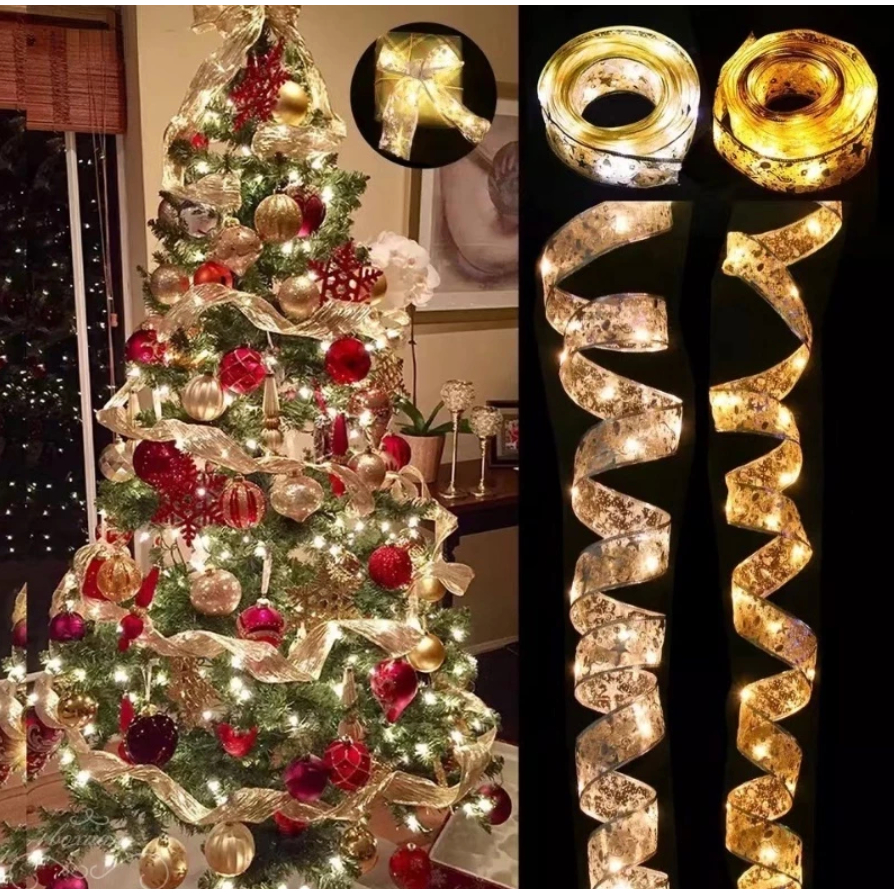 5M Fita De Natal 10M Luzes Decoração Árvore Laços De Com LED Para Presente Branco Arame De Cobre