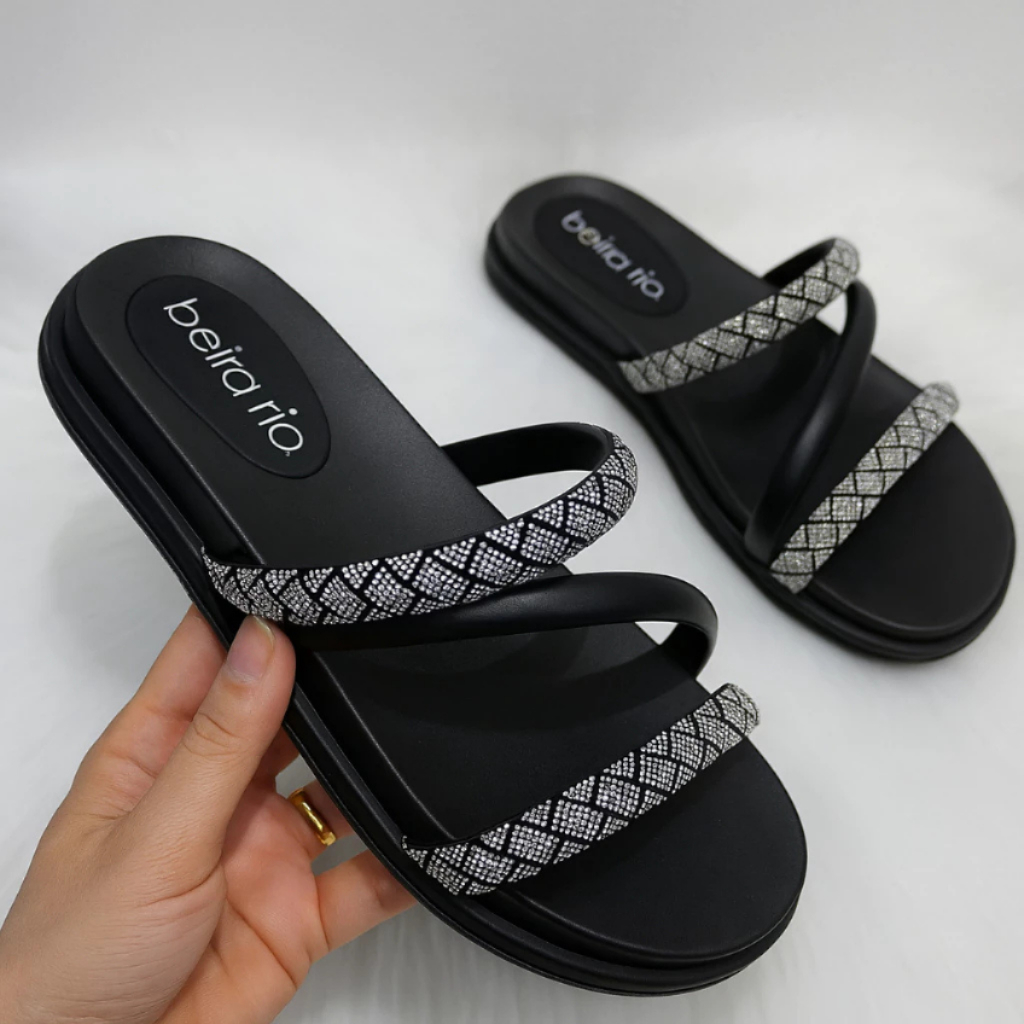 Sandália Feminina Papete Beira Rio Rasteira OriginalSuper Confortável, Leve e Estilosa para o Verão