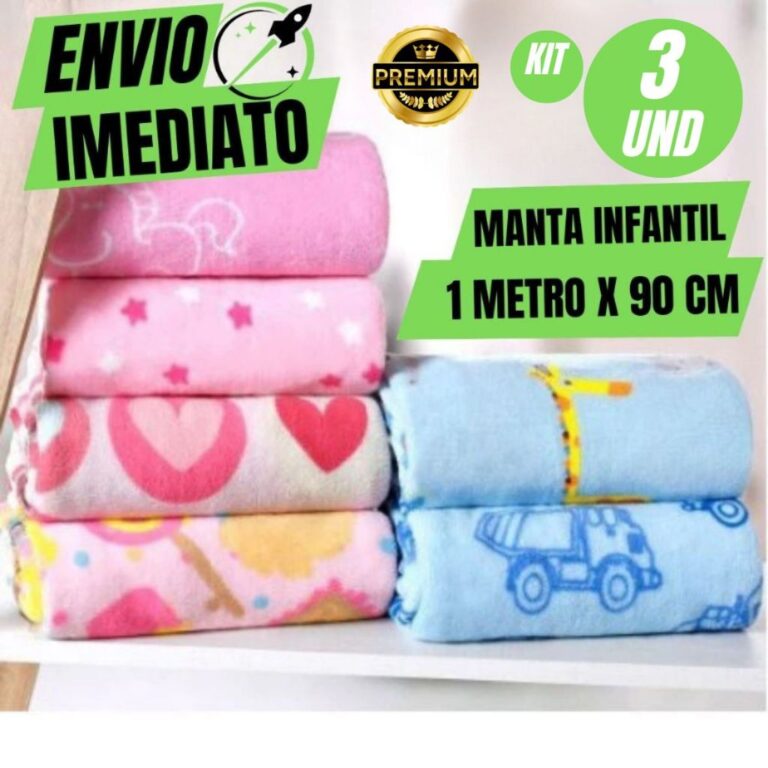 Jogo 3 2 Manta De bebê Cobertor Do Bebe Mantinha 