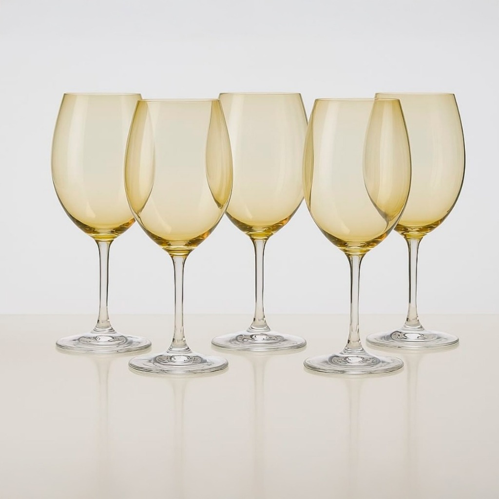 Jogo 6 Taças Cristal Coloridas 450ml Para Água e Vinho Elegantes Mesa Posta