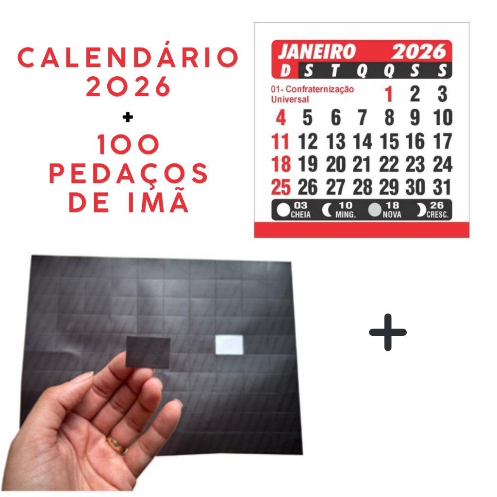100 200 300 400 500 Mini Calendario 2026 + Manta De Imã Imantada Destacada