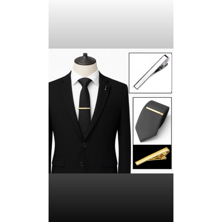 2  Prendedor dourado e prata De Gravata Slim e Sem