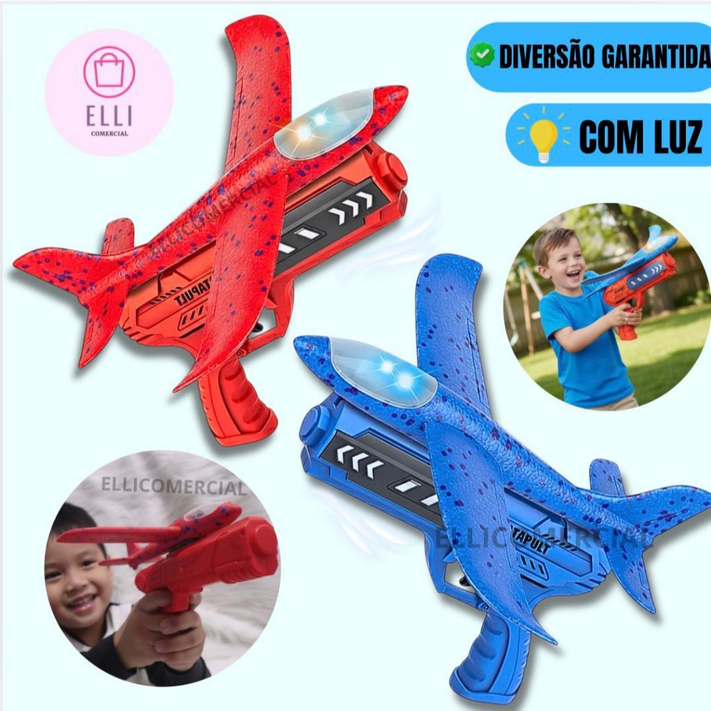 Brinquedo Lançador De Avião Grande Para Criança Infantil Ar Livre Esporte Planador Com Luz