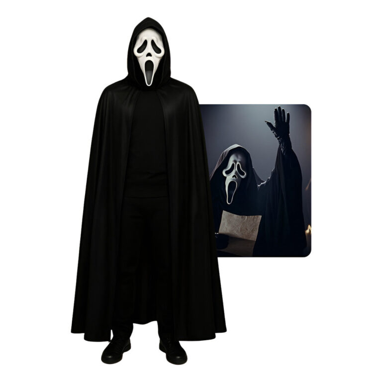 Kit Mascara Capa Fantasia Adulto Halloween Com Cap