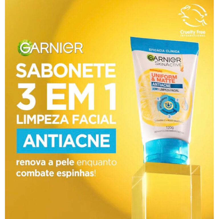 Garnier Sabonete Facial 3 em 1 Uniform E Matte Ant