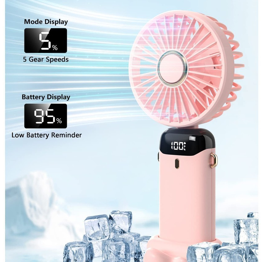 Mini Ventilador Portátil de Mão com 5 Modos Pequeno Dobrável digital De Escritório Mesa Presente USB