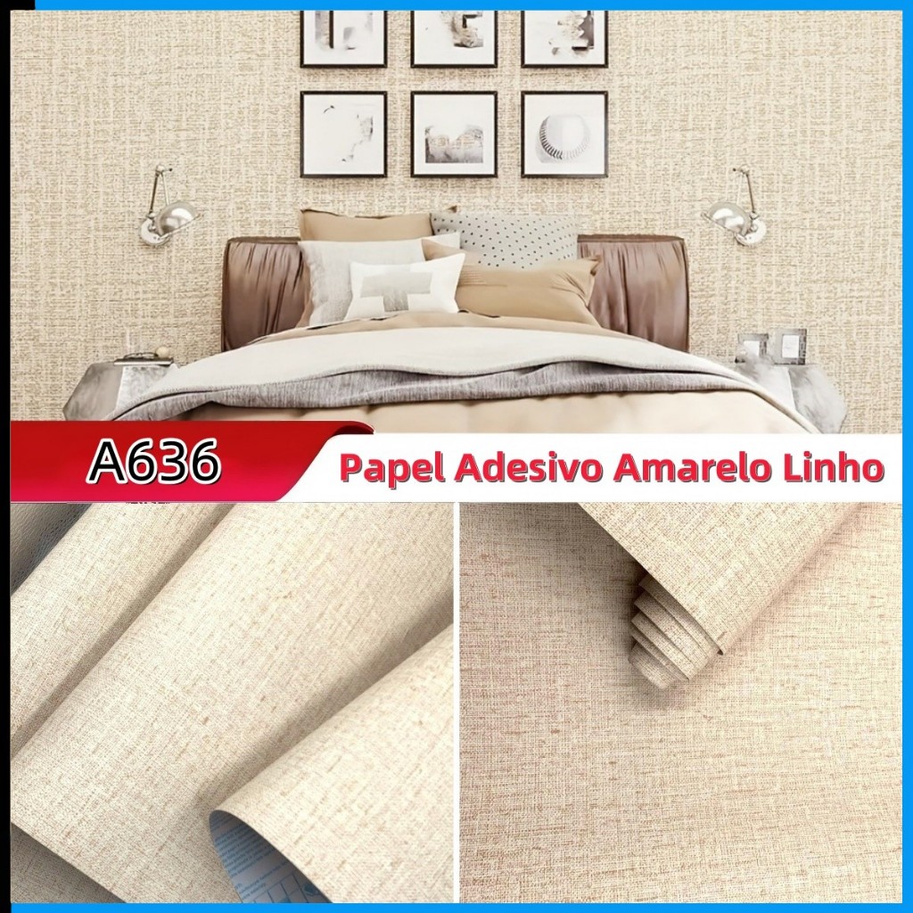 Papel Adesivo Linho Marrom Claro 1/2/3 peças para Decoração, Sala, Quarto, Lavanderia