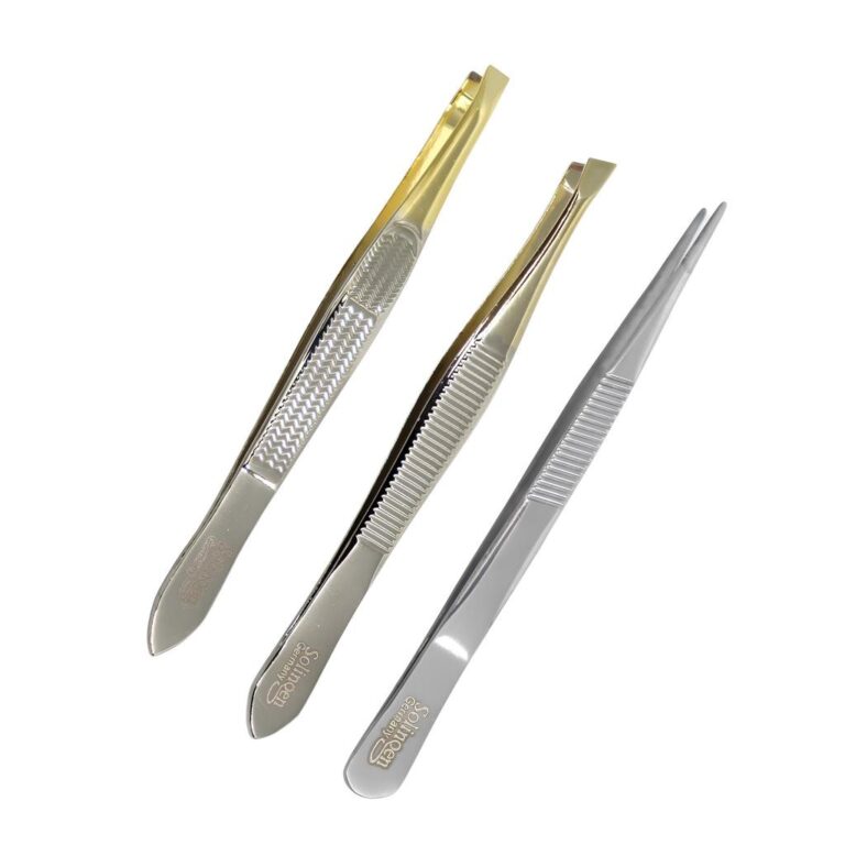 Pinças Profissionais Inox Reta Chanfrada e Fina D