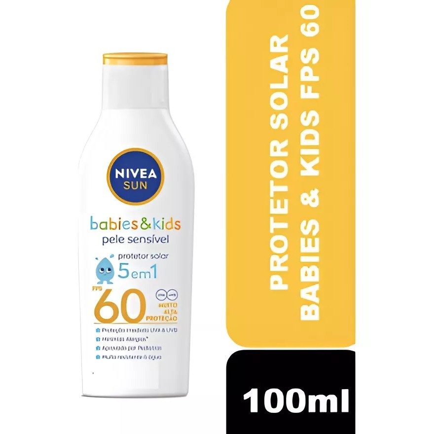 NIVEA SUN Protetor Solar Kids E Babies Pele Sensível FPS 60 100ml
