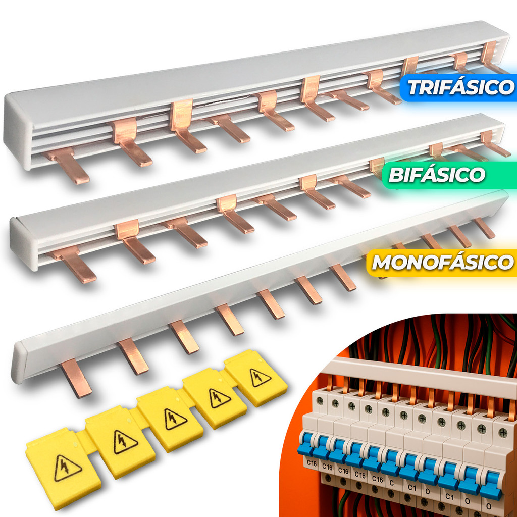 Barramento Pente Isolador Monofásico Bifásico Trifásico 63A/80A Conector Eletrico Disjuntor DR DPS