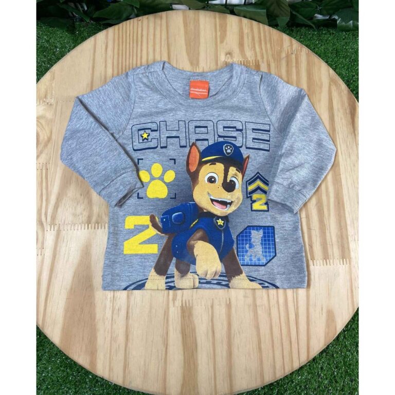 Camiseta Cinza Manga Longa Patrulha Canina Malwee