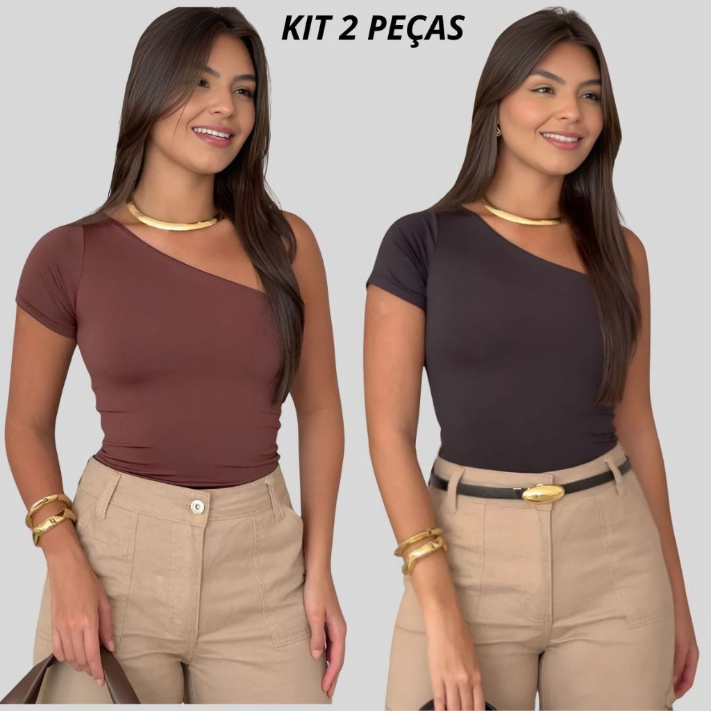 Kit 2 Ou 1 Unidade Blusa Feminina Mula Manca Suplex com Forro  Moda Blogueira Básica e Confortável