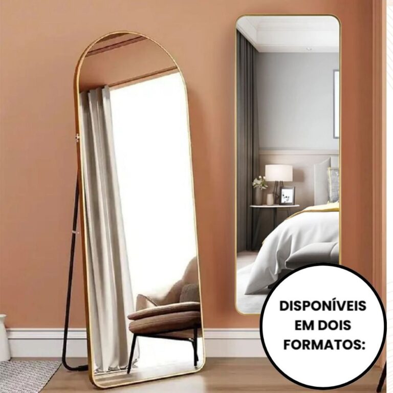 Espelho De Chão Corpo Inteiro 147X36CM Base Reta 