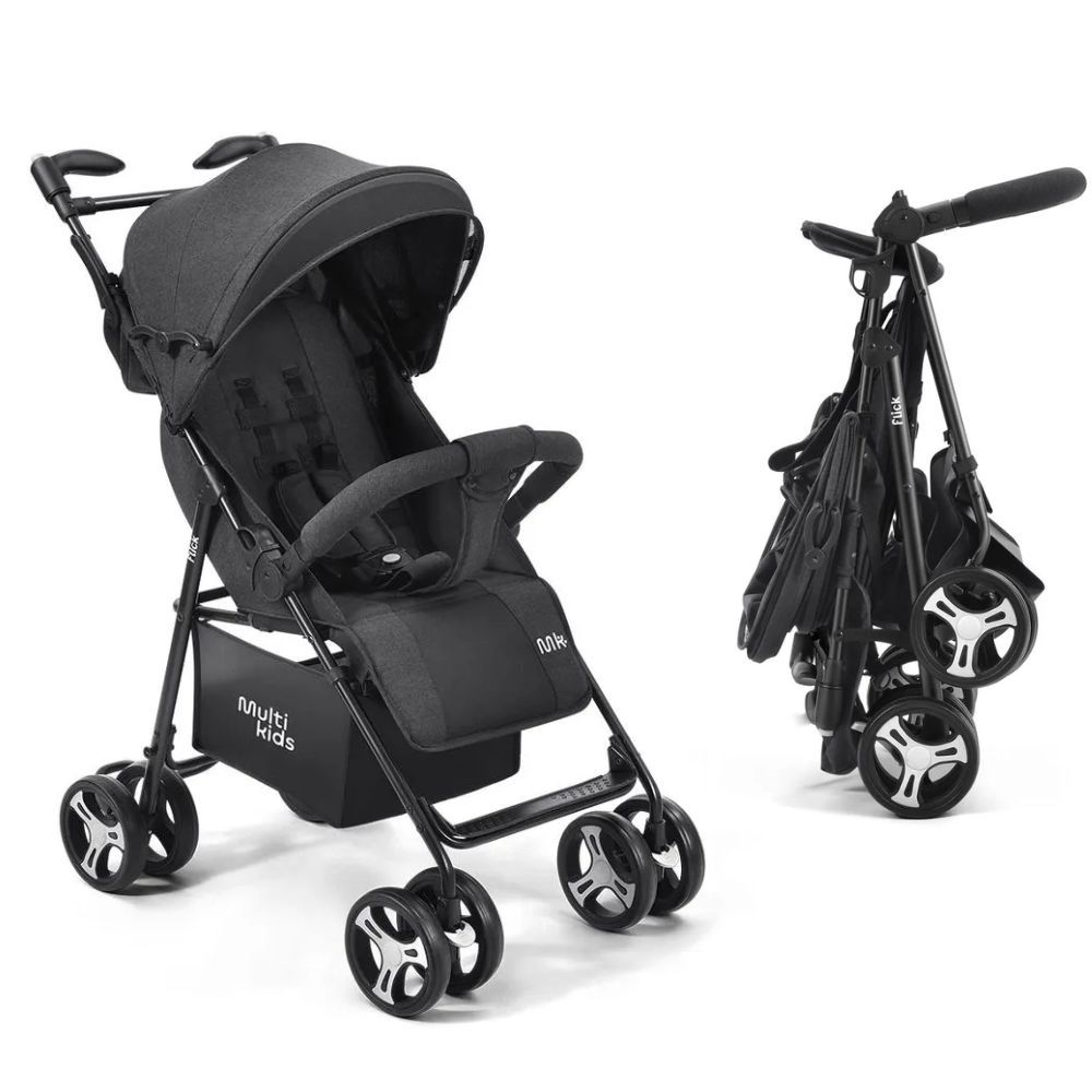 Carrinho Passeio Flick 0-15kg Preto Multikids Baby – BB444 + Book