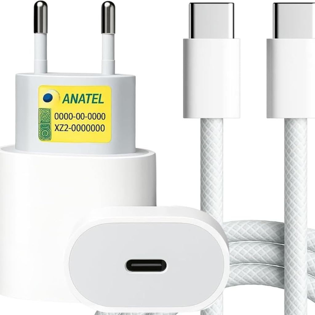 Carregador 35W Tipo C Turbo Compatível com iPhone 15 Ao 17 Pro Max Compativel c/IOS/Android/XIAOMI