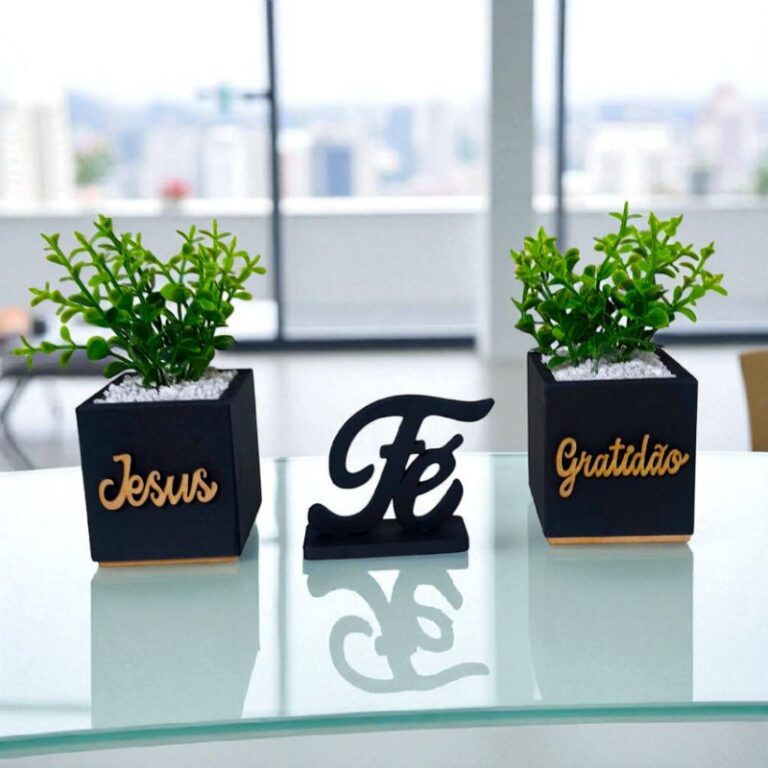 kit 02 vasinhos decorativos com plantinhas artific